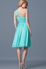 Robe demoiselle d'honneur plissé d'épaule asymétrique ruché a-ligne en chiffon - 3