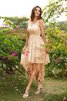 Robe demoiselle d'honneur bref de col en v de princesse a-ligne asymétrique - 6
