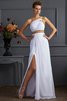 Robe de bal naturel longue avec chiffon d'épaule asymétrique avec perle - 1