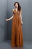Reißverschluss Ärmellos Prinzessin Chiffon V-Ausschnitt Brautjungfernkleid - 4