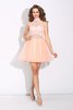Robe de bal naturel de col haut a-ligne avec perle avec sans manches - 3