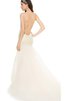 Gesticktes Organza langes sexy Brautkleid mit Spaghettiträger mit offenen Rücken - 1