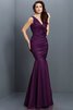 Vestido de Dama de Honor en Tafetán de Flores de Escote en V de Largo - 13