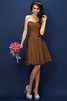 Normale Taille Drapiertes Mini Brautjungfernkleid mit Herz-Ausschnitt mit Plissierungen - 4