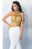 Robe de bal longue elevé longueur au ras du sol 2 pice avec perle - 4