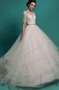 Robe de mariée facile luxueux avec manche 1/2 ceinture en étoffe col u profond - 1