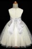 Normale Taille Prinzessin Schaufel-Ausschnitt Bodenlanges Blumenmädchenkleid mit Blume - 2