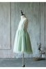 Abito da Cerimonia Bambini Tondo Naturale con Piega in Tulle Senza Maniche con Increspature - 3