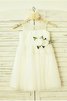 A-Line Normale Taille Bodenlanges Blumenmädchenkleid ohne Ärmeln aus Tüll - 1
