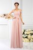 Chiffon Drapiertes Anständiges Bodenlanges Brautjungfernkleid mit Empire Taille - 1