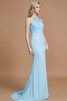 Schaufel-Ausschnitt Normale Taille Ärmelloses Sweep Zug Brautjungfernkleid aus Chiffon - 5