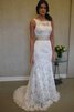 Robe de mariée romantique encolure ronde de col bateau ceinture de traîne moyenne - 2