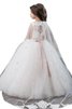 Abito da Cerimonia Bambini A Terra Naturale con Fiore Senza Maniche in Tulle - 2