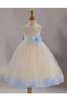 Robe de cortège enfant plissage ceinture de tour de ceinture empire avec ruban avec fleurs - 3