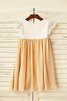Prinzessin Reißverschluss Bodenlanges Blumenmädchenkleid mit Blume aus Chiffon - 2