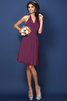 Natürliche Taile Chiffon Nackenband A-Line Kurzes Brautjungfernkleid - 5