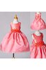 Organza plissiertes Schaufel-Ausschnitt wadenlanges Blumenmädchenkleid mit Rüschen - 4