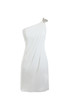 Robe de mariée naturel d'épaule asymétrique en chiffon en arc-en-ciel soie manuelle - 1