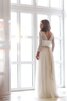 Tüll a linie Dom Juwel Ausschnitt modisches Brautkleid mit Schaufel Ausschnitt - 2