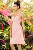Normale Taille Ärmelloses Chiffon Drapiertes Knielanges Brautjungfernkleid - 21