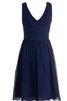 Vestido de Dama de Honor de Corte-A de Plisado de Cremallera de Natural de Corto - 4