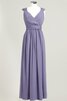 Robe demoiselle d'honneur delicat avec chiffon de col en v avec manche épeules enveloppants - 2