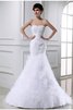 Robe de mariée longue de bustier de traîne moyenne avec perle avec sans manches - 1