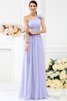 Reißverschluss Chiffon Sittsames Brautjungfernkleid ohne Ärmeln mit Blume - 17