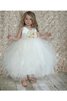Robe de cortège enfant avec perle de mode de bal avec gradins en tulle ceinture - 1