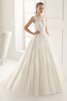 Abito da Sposa in pizzo tradizionale A-Line Naturale con Ricamo Pudica - 1