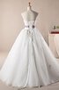 Robe de mariée naturel cordon appliques avec sans manches en organza - 4