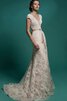 Robe de mariée elégant ceinture decoration en fleur avec manche courte fermeutre eclair - 4