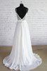Robe de mariée plissé nature charmeuse ceinture avec décoration dentelle - 1