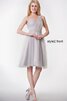 Robe demoiselle d'honneur plissé textile en tulle ceinture ruché a-ligne - 3