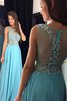 A Linie Ärmelloses Perlenbesetztes Bodenlanges Anständiges Abendkleid - 1