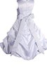 Taft a linie Ärmelloses Blumenmädchenkleid mit Schmetterlingsknoten mit Rüschen - 3