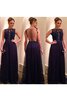 Abito da Sera A Terra con Increspature A-Line in Chiffon con Applique Elegante - 2