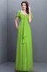 Halbe Ärmeln Herz-Ausschnitt Plissiertes Bodenlanges Brautjungfernkleid aus Chiffon - 14