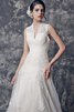 Robe de mariée vintage ligne a v encolure decoration en fleur noeud - 4