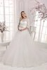 Normale Taille klassisches Zickzack Ausschnitt bodenlanges langes Brautkleid mit Applike - 6