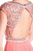 A Linie Perlenbesetztes Bateau Ausschnitt Sweep train Ballkleid aus Chiffon mit Kristall - 3