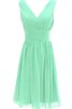 Robe demoiselle d'honneur bref plissage avec sans manches ruché v encolure - 1