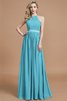Robe demoiselle d'honneur manche nulle avec zip ruché jusqu'au sol en chiffon - 8