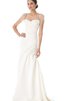 Abito da Sposa con Manica Corte Lungo Spazzola Treno Queen Anne a Spiaggia in Taffeta - 1