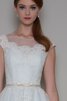 A-Linie ewiges Schaufel-Ausschnitt Tüll Brautkleid mit gekappten Ärmeln mit Applikation - 4