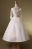 Abito da Sposa Allacciato con Festone in Pizzo con paillette con Maniche Lunghe A-Line - 2
