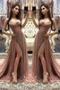 Robe de soirée avec gradins distinctif col en forme de cœur manche nulle naturel - 2
