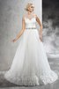 Abito da Sposa Elegante A-Line Cerniera Coda A Strascico Corto Vintage - 3