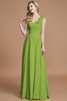 Robe demoiselle d'honneur naturel jusqu'au sol avec chiffon manche nulle a-ligne - 19