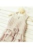 Robe de cortège enfant naturel a-ligne longueur au ras du sol avec zip avec fleurs - 5